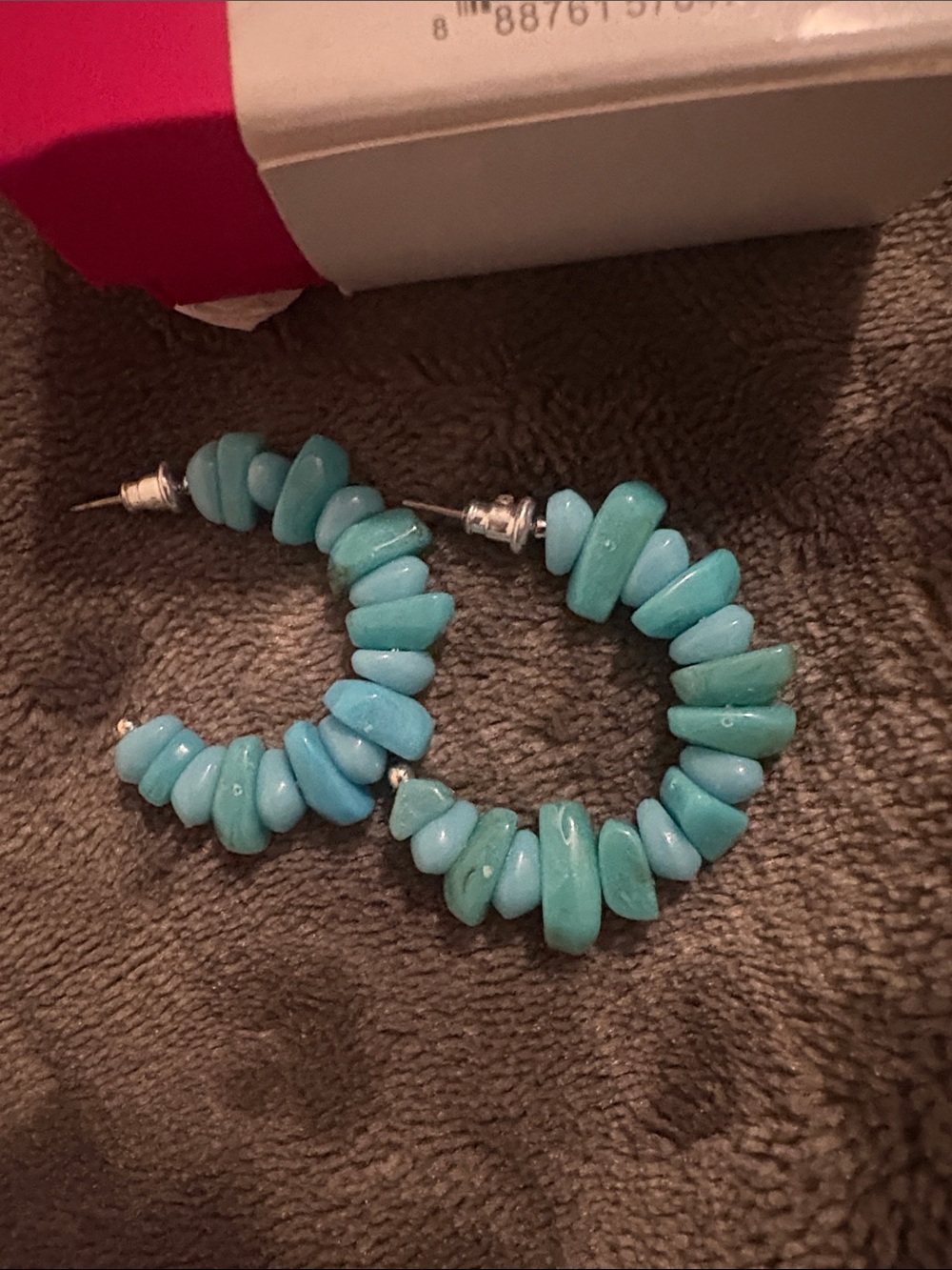 Turquoise Beaded Hoop Earrings - Women Jewelry